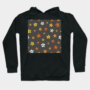 Doodle orange and yellow Hibiscus flowers on gray background Hoodie